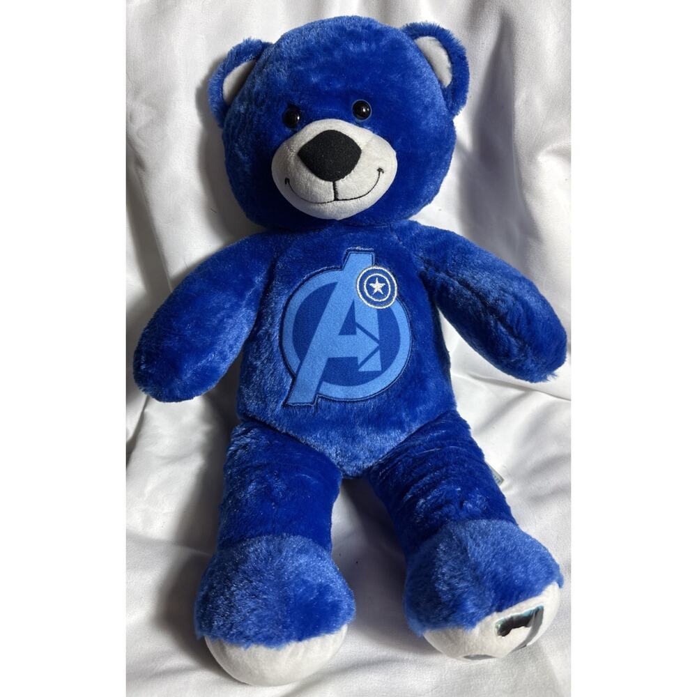Build A Bear Marvel Captain America Plush Bear 17” Blue Avengers Stuffed Animal